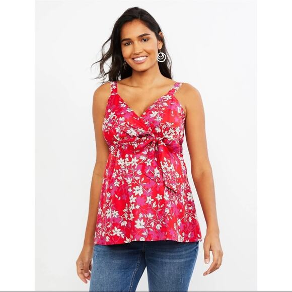 Motherhood Maternity Floral Sleeveless V Neck Tank Top Size Small - Picture 1 of 10
